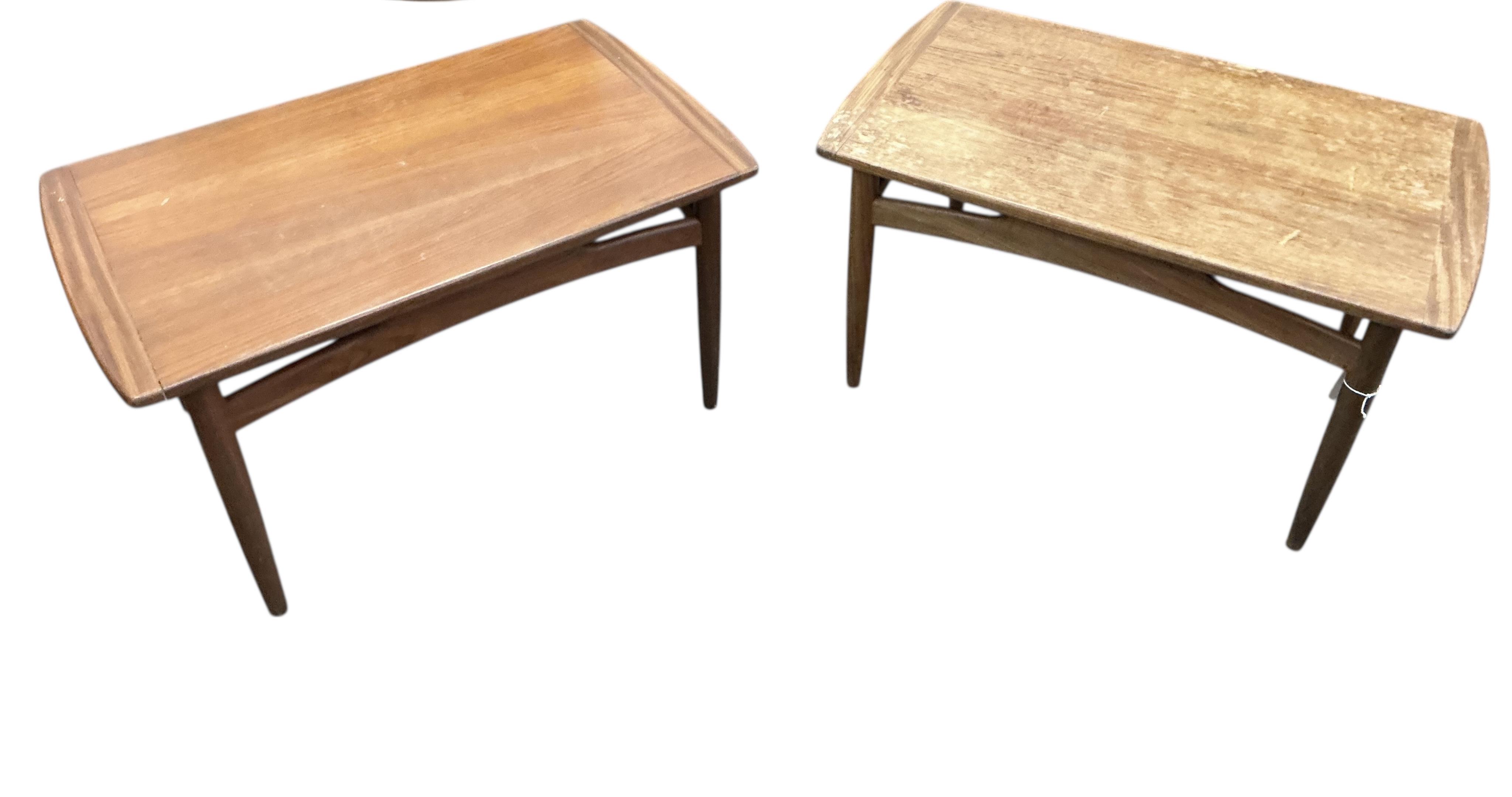 A pair of mid century G Plan rectangular teak coffee tables, width 81cm, depth 49cm, height 44cm